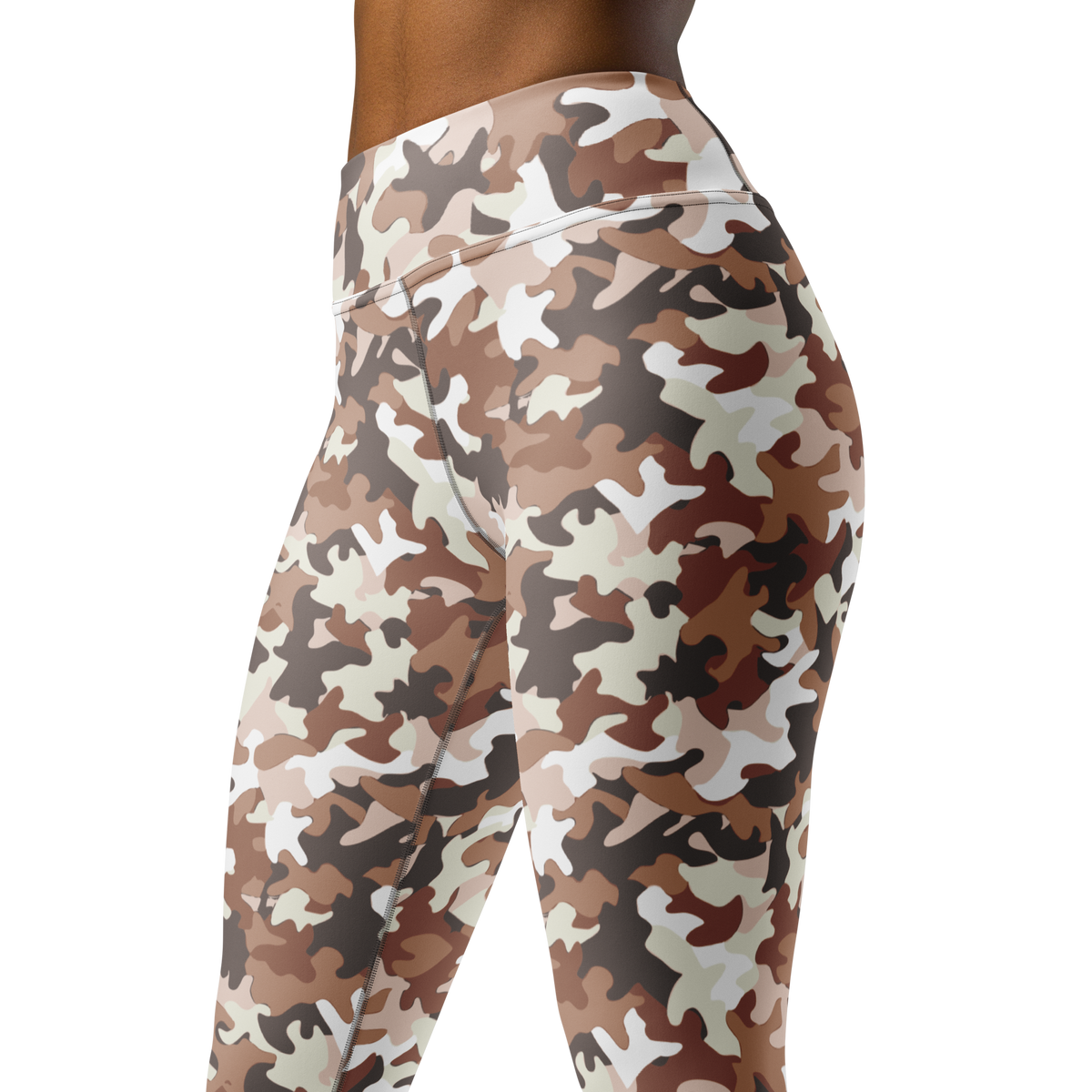Jigg · Relaxed Elegance high-waisted yoga leggings, close three-quarter pattern view.