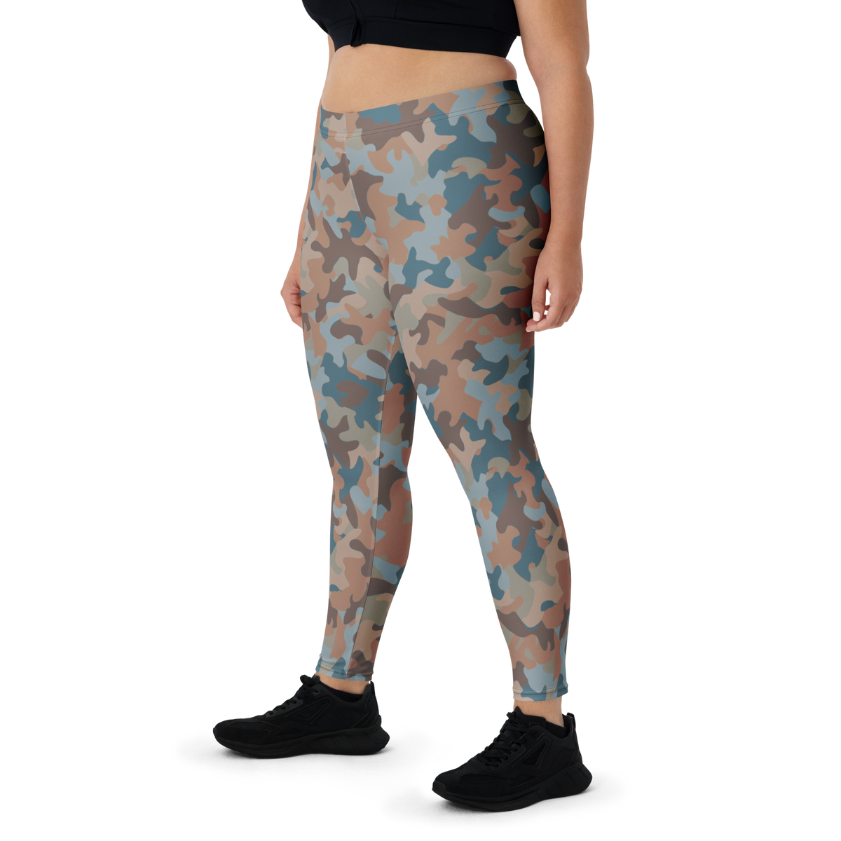Jigg Subtle Contrasts camouflage mid-rise comfort leggings, oversize-fit front view.
