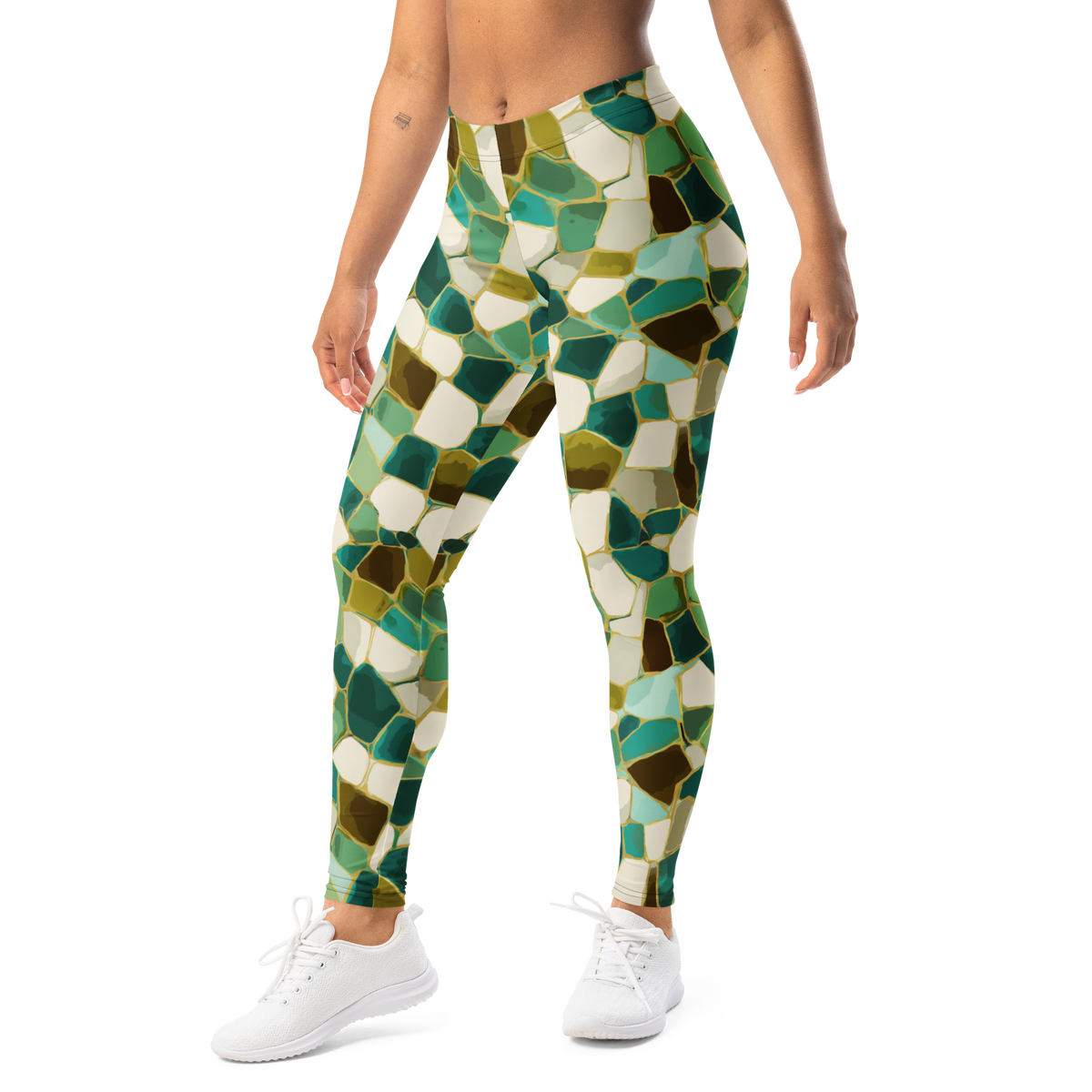Kintsugi · Botanical Voltage mid-rise everyday leggings, left-front view.