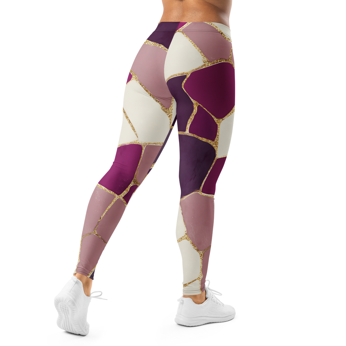 Kintsugi Burnished Orchid mid-rise comfort leggings, back view.