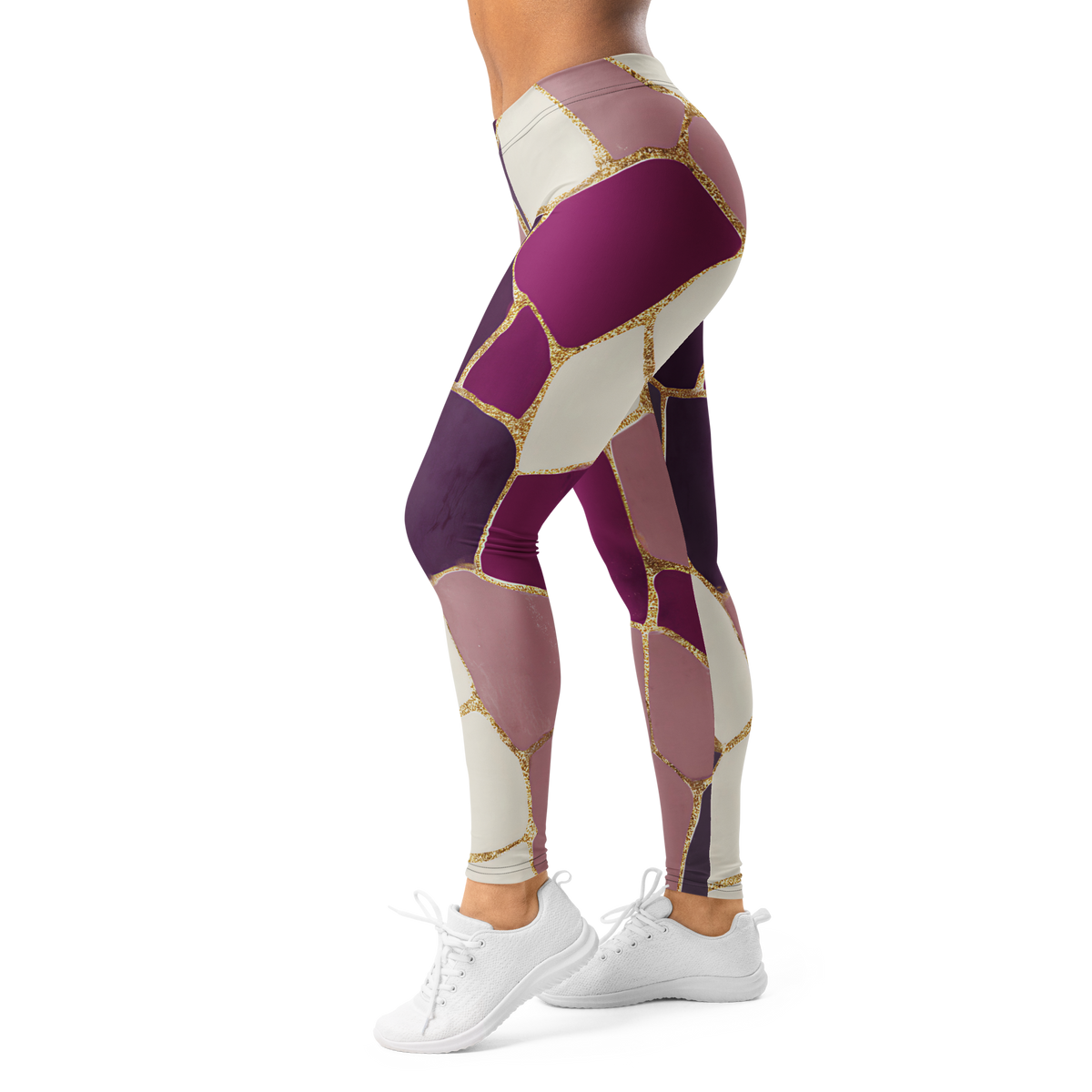 Kintsugi Burnished Orchid mid-rise comfort leggings, left-side view.