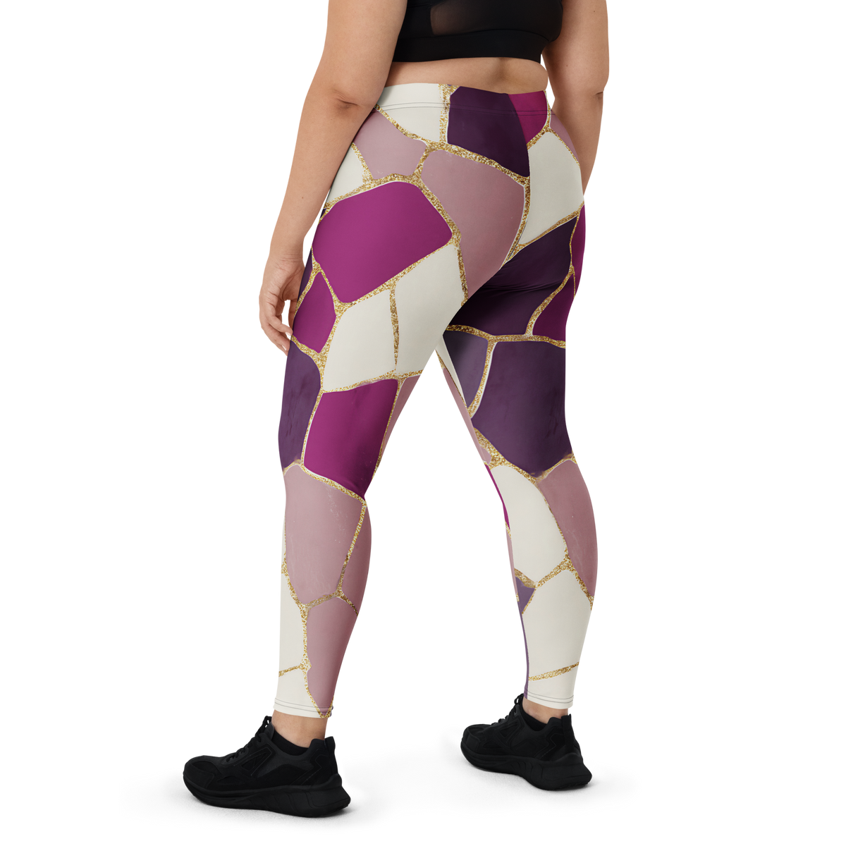 Kintsugi Burnished Orchid mid-rise comfort leggings, oversize-fit back view.