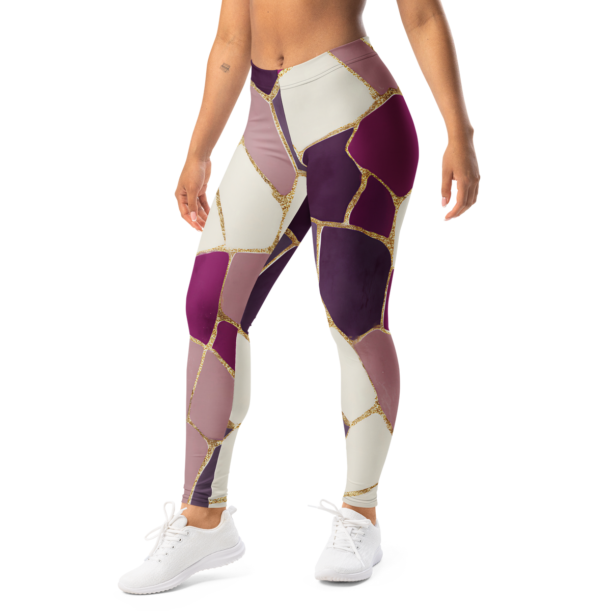 Kintsugi · Burnished Orchid mid-rise everyday leggings, left-front view.