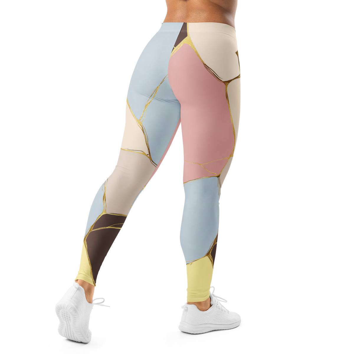 Kintsugi Soft Current mid-rise comfort leggings, back view.