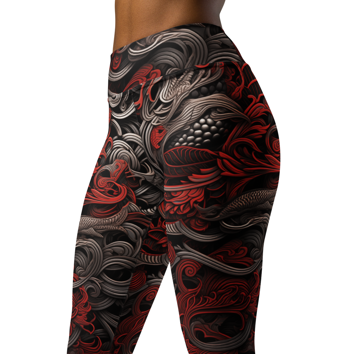Kirin · Scarfhold Palette high-waisted yoga leggings, close three-quarter pattern view.