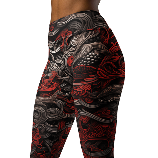 Kirin · Scarfhold Palette high-waisted yoga leggings, close three-quarter pattern view.