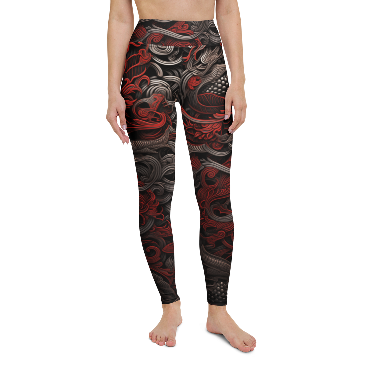 Kirin · Scarfhold Palette high-waisted yoga leggings, straight front view, barefoot.