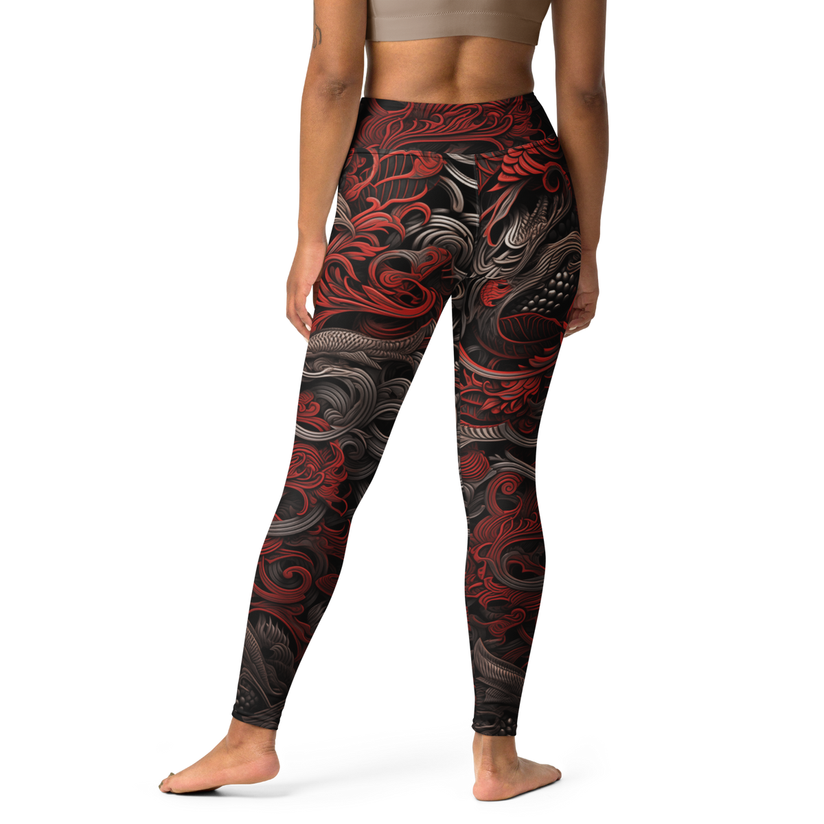 Kirin Scarfhold Palette high-waisted yoga leggings, back view.