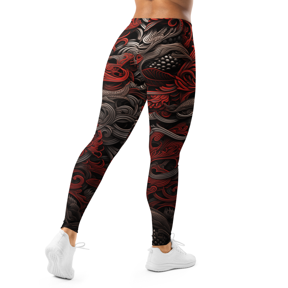Kirin Scarfhold mid-rise comfort leggings, back view.