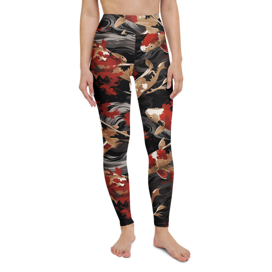 Koi · Scarfhold Palette high-waisted yoga leggings, straight front view, barefoot.