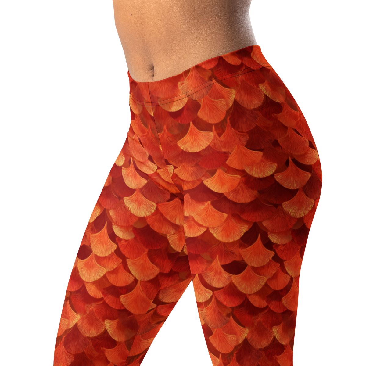 Koiscale mid-rise everyday leggings, waistband and pattern detail.