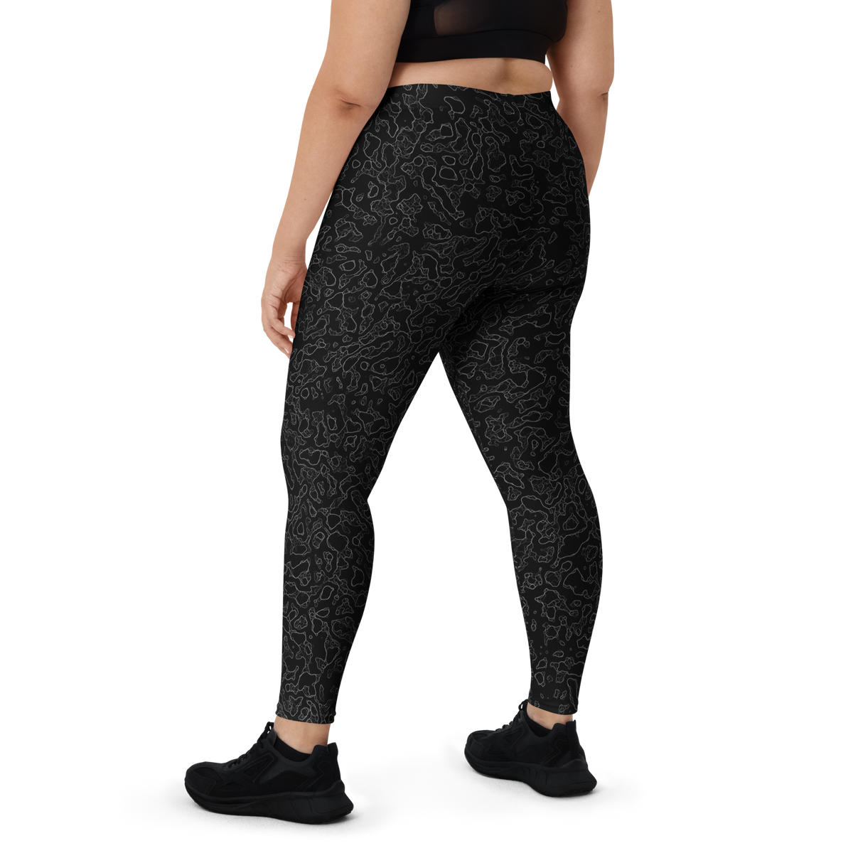 Lava Greyscale mid-rise comfort leggings, oversize-fit back view.