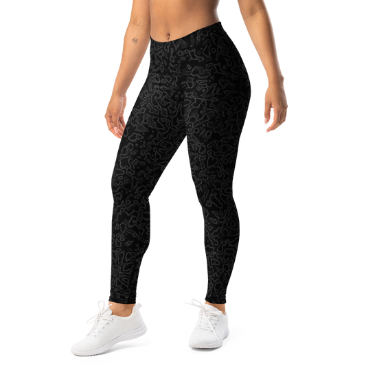 Lava · Greyscale mid-rise everyday leggings, left-front view.