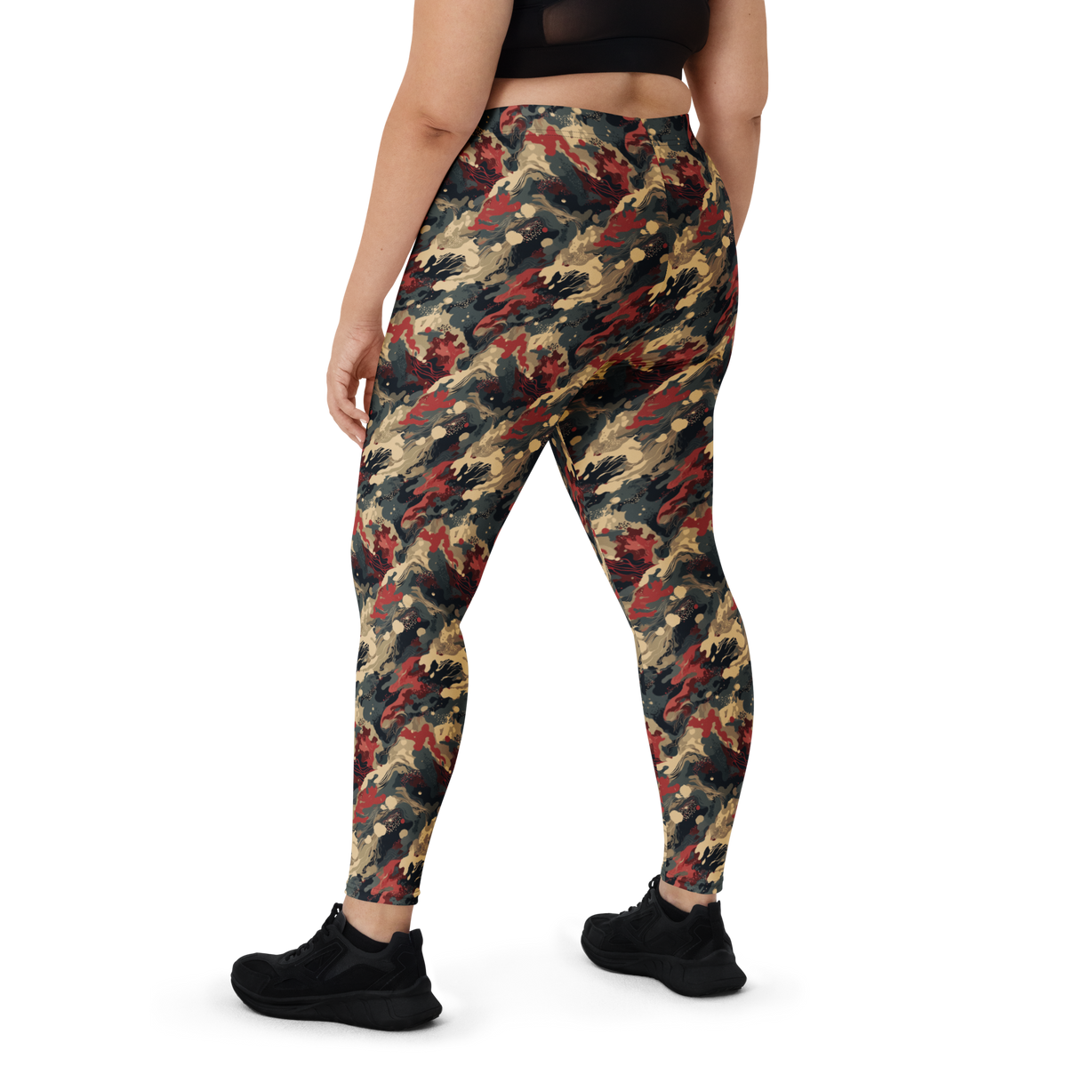 Spatta Scarfhold camouflage mid-rise comfort leggings, oversize-fit back view.