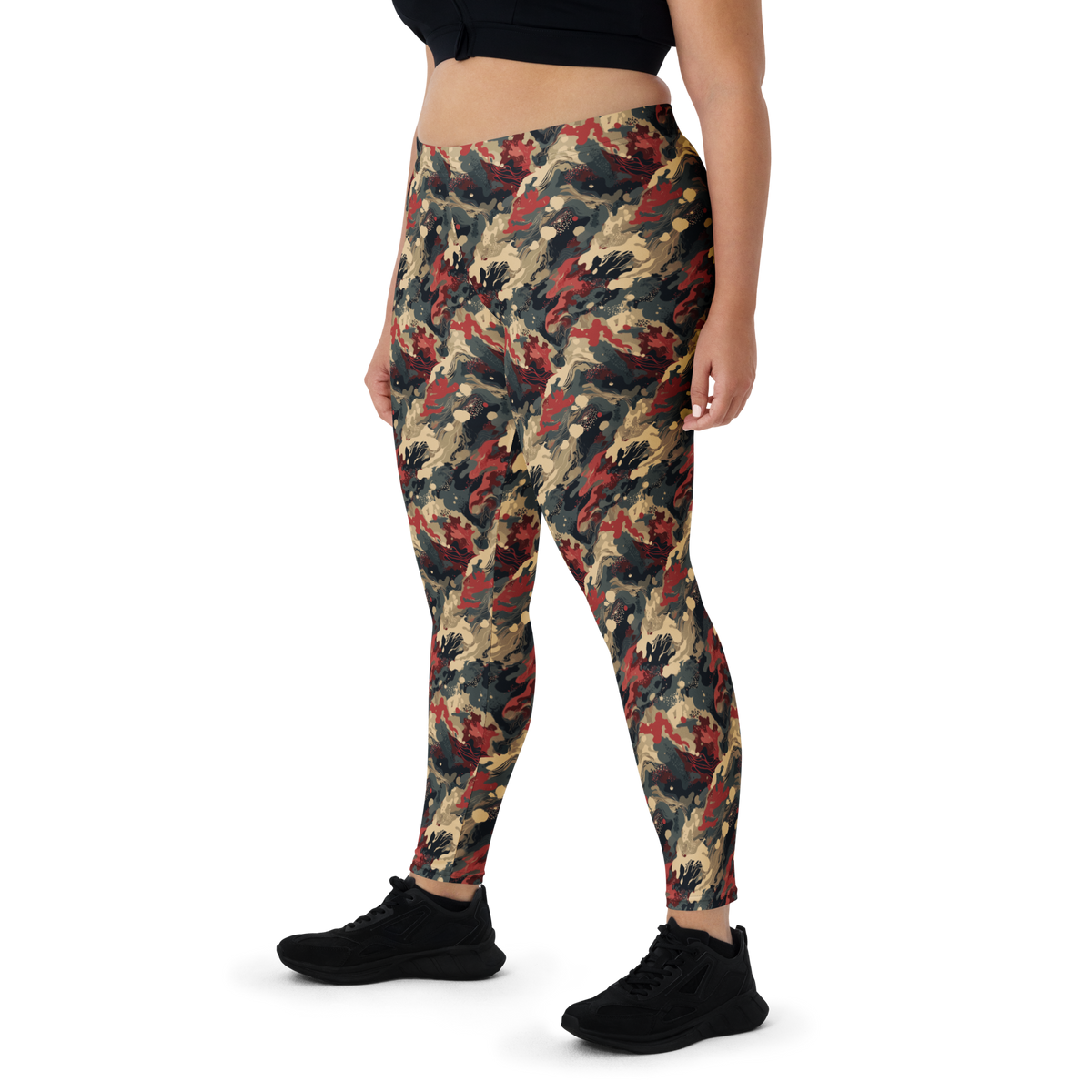 Spatta Scarfhold camouflage mid-rise comfort leggings, oversize-fit front view.