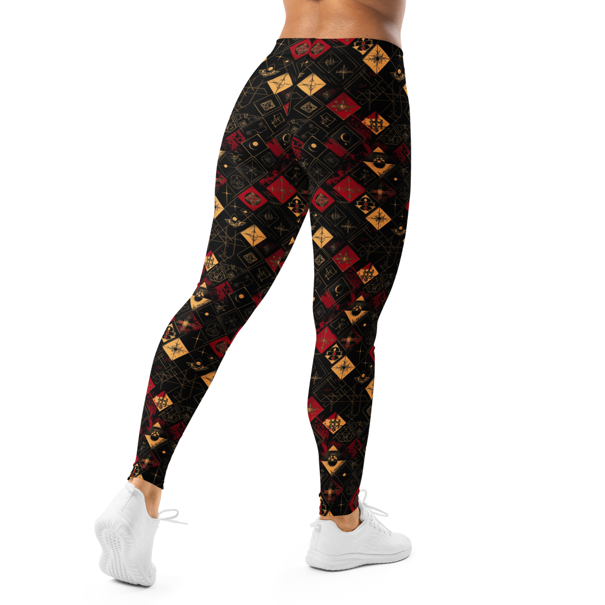 Magia Scarfhold mid-rise comfort leggings, back view.