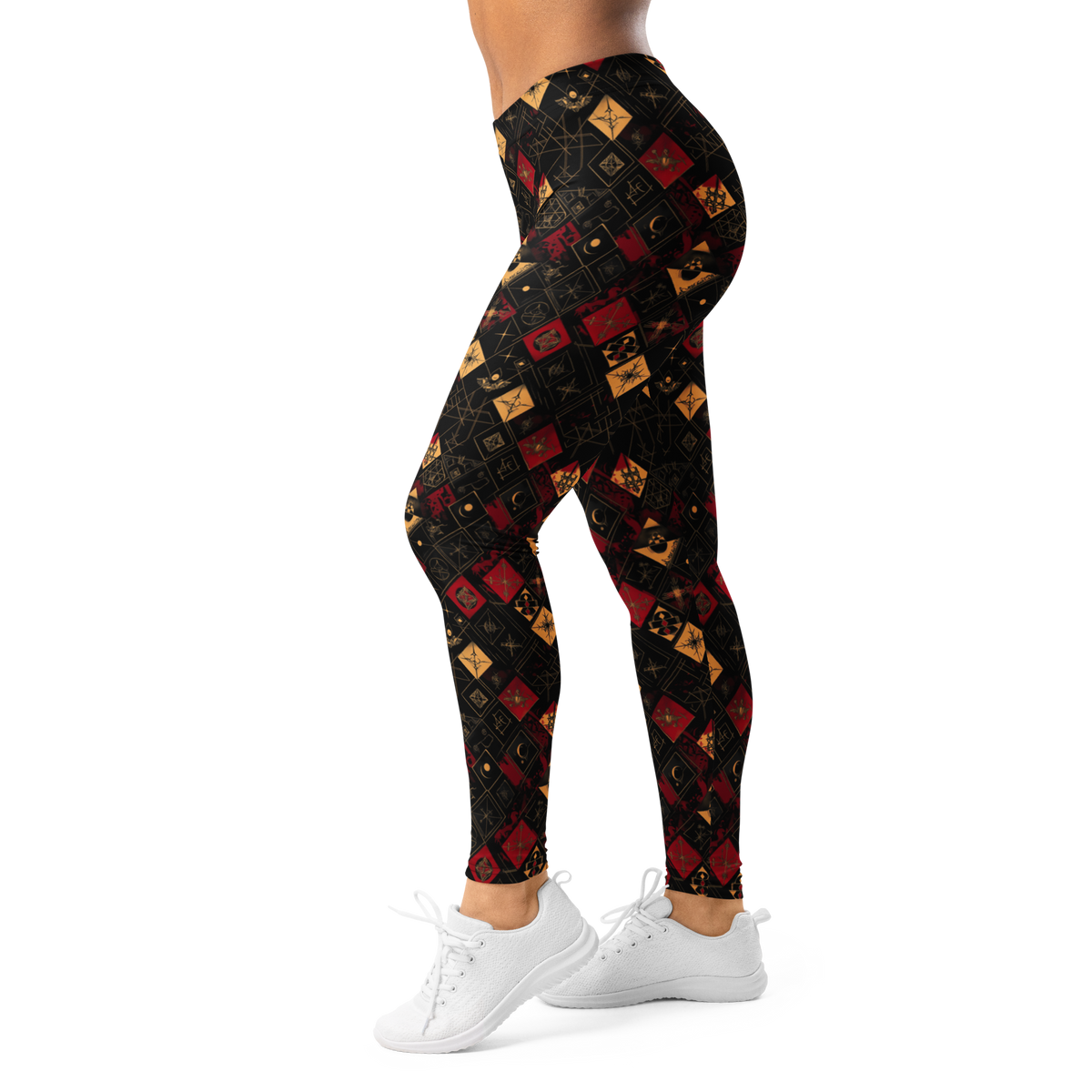 Magia Scarfhold mid-rise comfort leggings, left-side view.