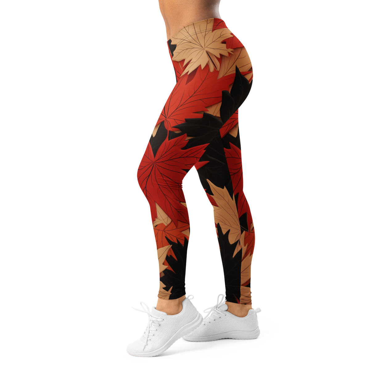Maple Scarfhold mid-rise comfort leggings, left-side view.