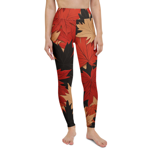 Maple · Scarfhold Palette high-waisted yoga leggings, straight front view, barefoot.