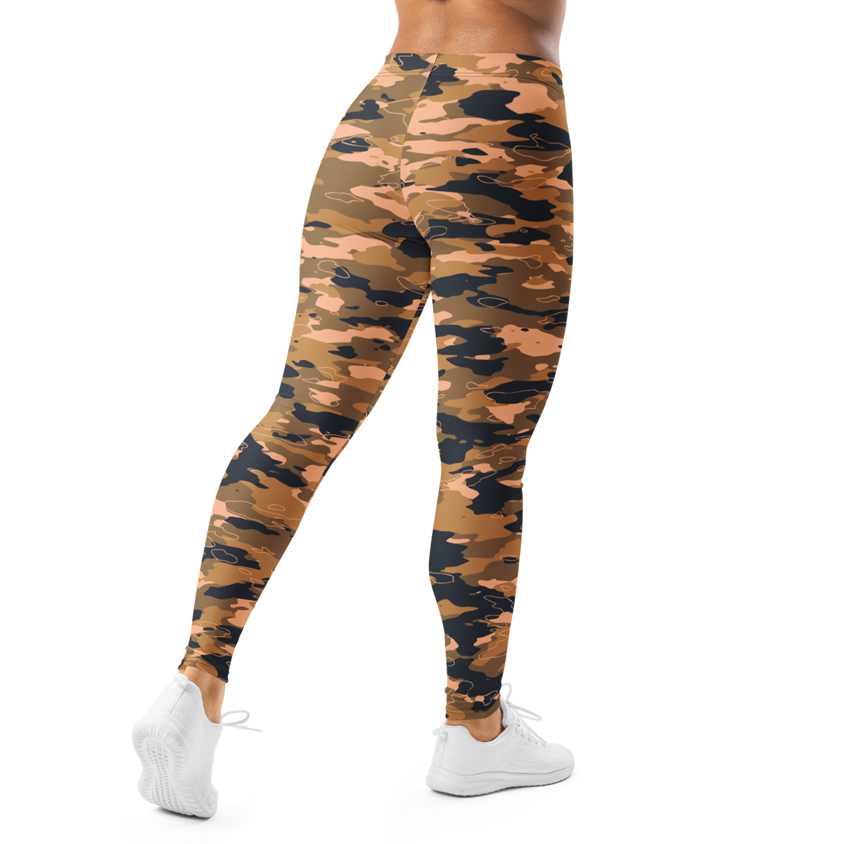 Marsho Flavour-Full camouflage mid-rise comfort leggings, back view.