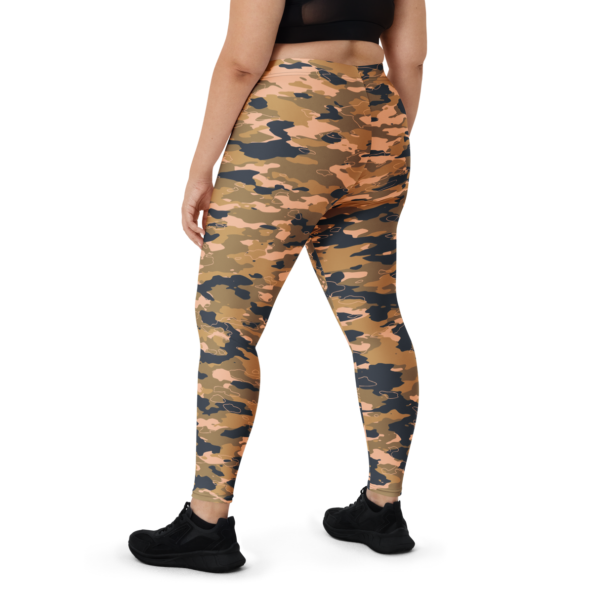 Marsho Flavour-Full camouflage mid-rise comfort leggings, oversize-fit back view.