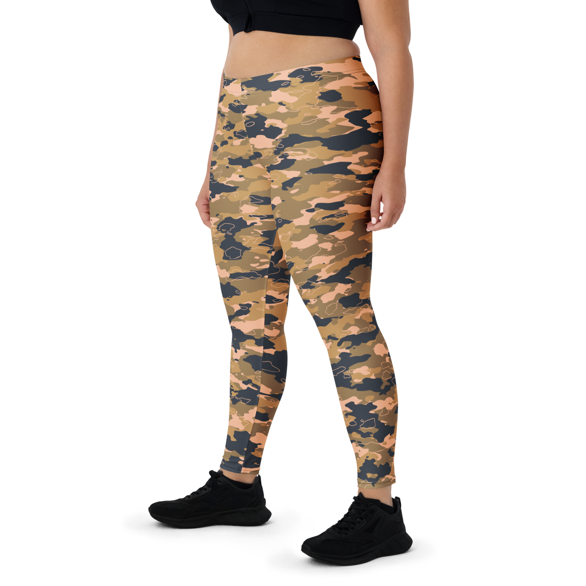 Marsho Flavour-Full camouflage mid-rise comfort leggings, oversize-fit front view.