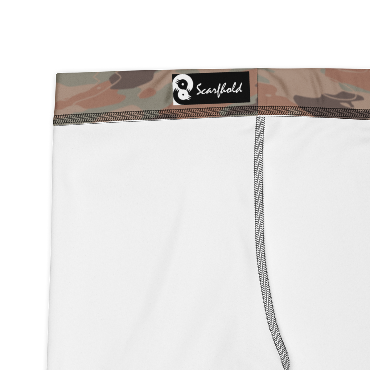 Marsho Relaxed Elegance camouflage mid-rise comfort leggings, fabric and construction details.