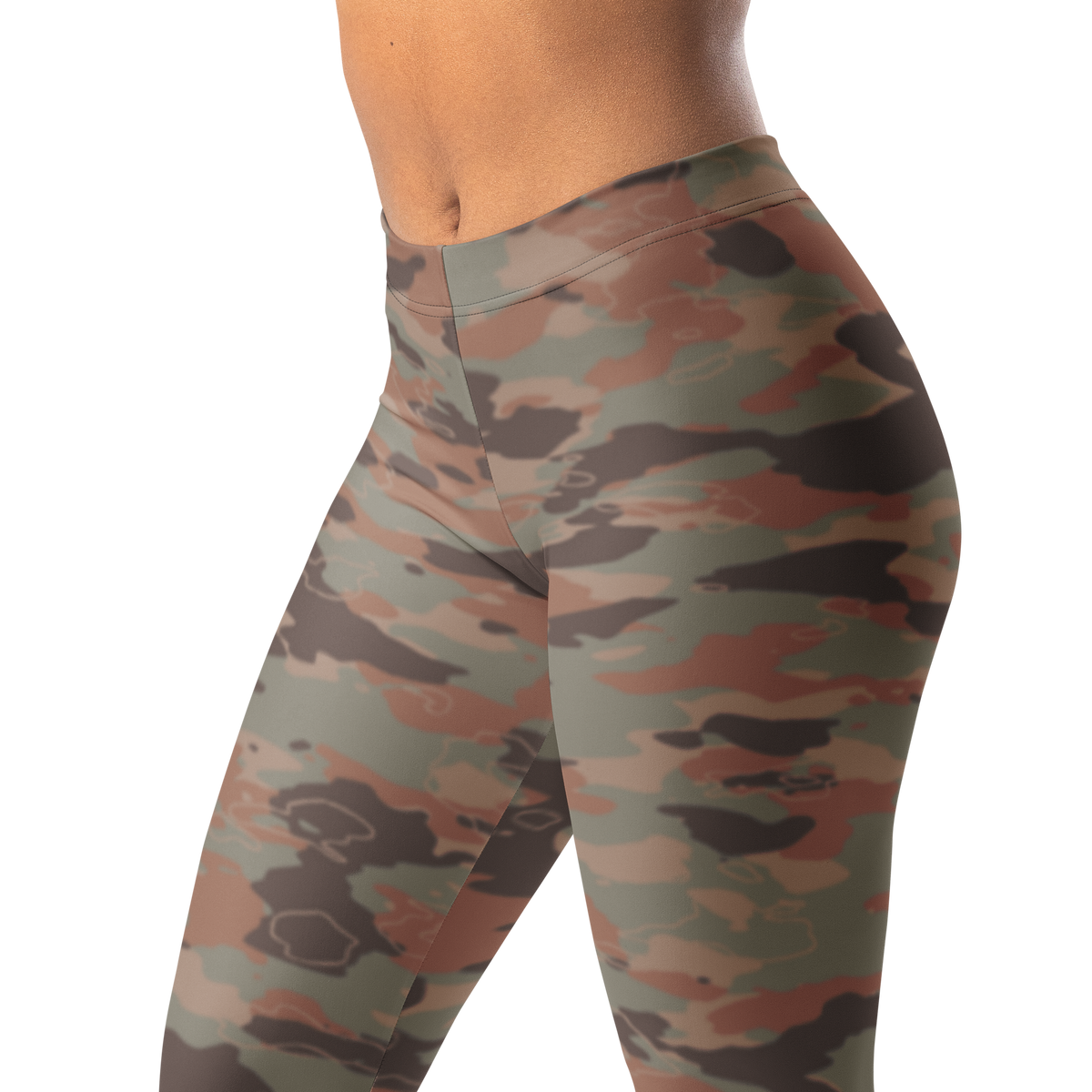 Marsho · Relaxed Elegance mid-rise everyday leggings, waistband and pattern detail.