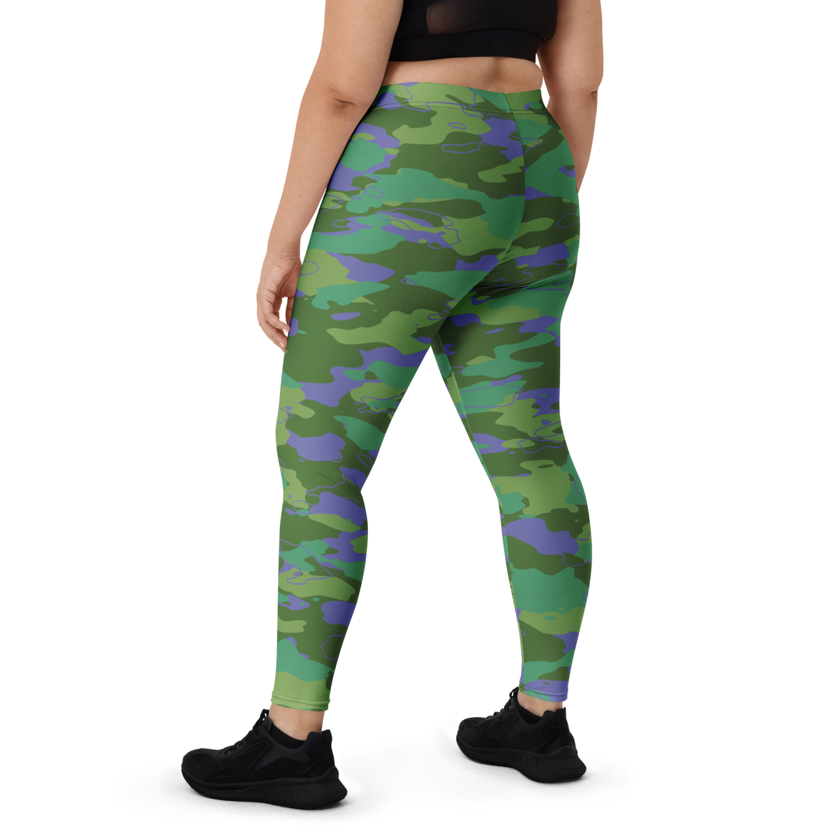 Marsho Very Peri 2 camouflage mid-rise comfort leggings, oversize-fit back view.