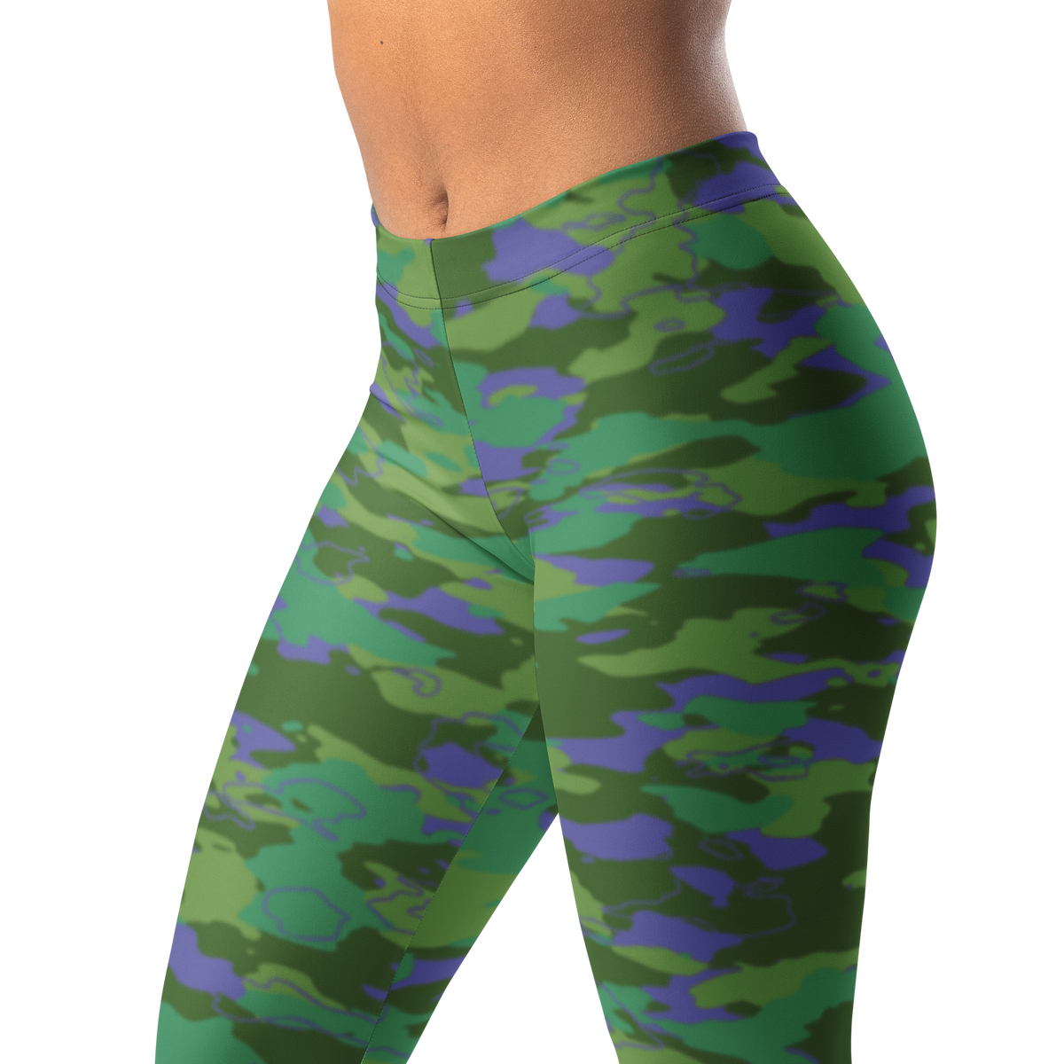 Marsho · Very Peri · 2 mid-rise everyday leggings, waistband and pattern detail.