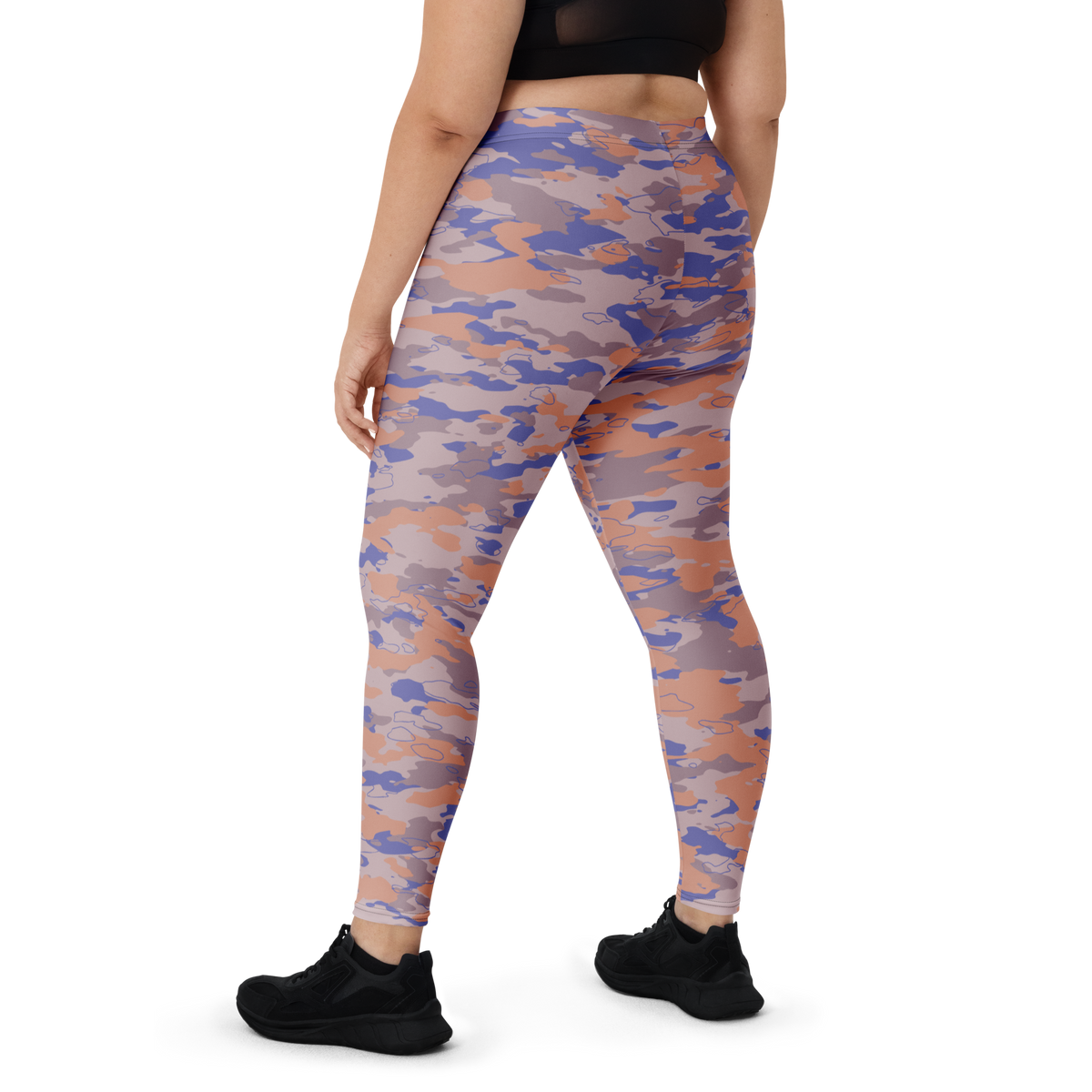 Marsho Very Peri 3 camouflage mid-rise comfort leggings, oversize-fit back view.
