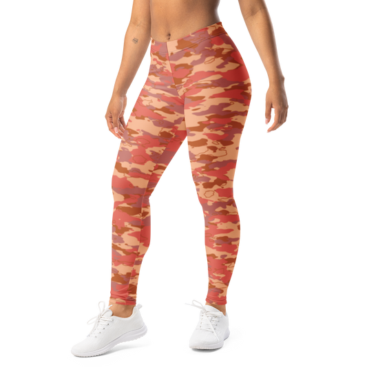 Marsho · Warm Sunset mid-rise everyday leggings, left-front view.