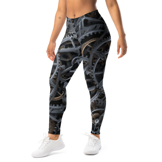 Mechette Grey A1 mid-rise comfort leggings, left-front view.