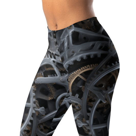 Mechette Grey mid-rise everyday leggings, waistband and pattern detail.