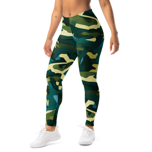 Mica · Botanical Voltage mid-rise everyday leggings, left-front view.
