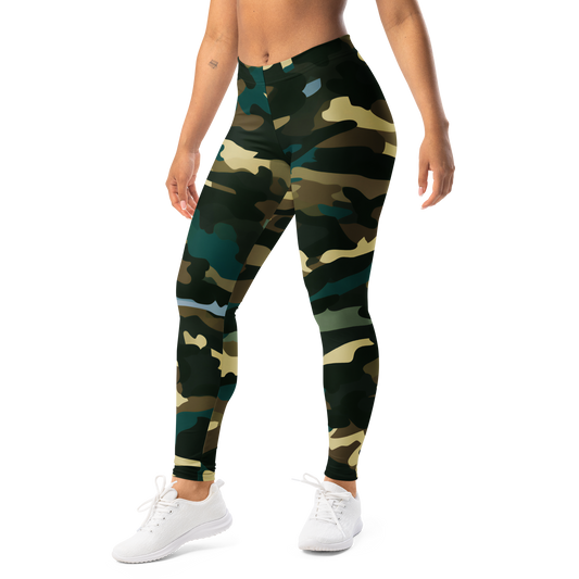 Mica · Botanical Voltage mid-rise everyday leggings, left-front view.