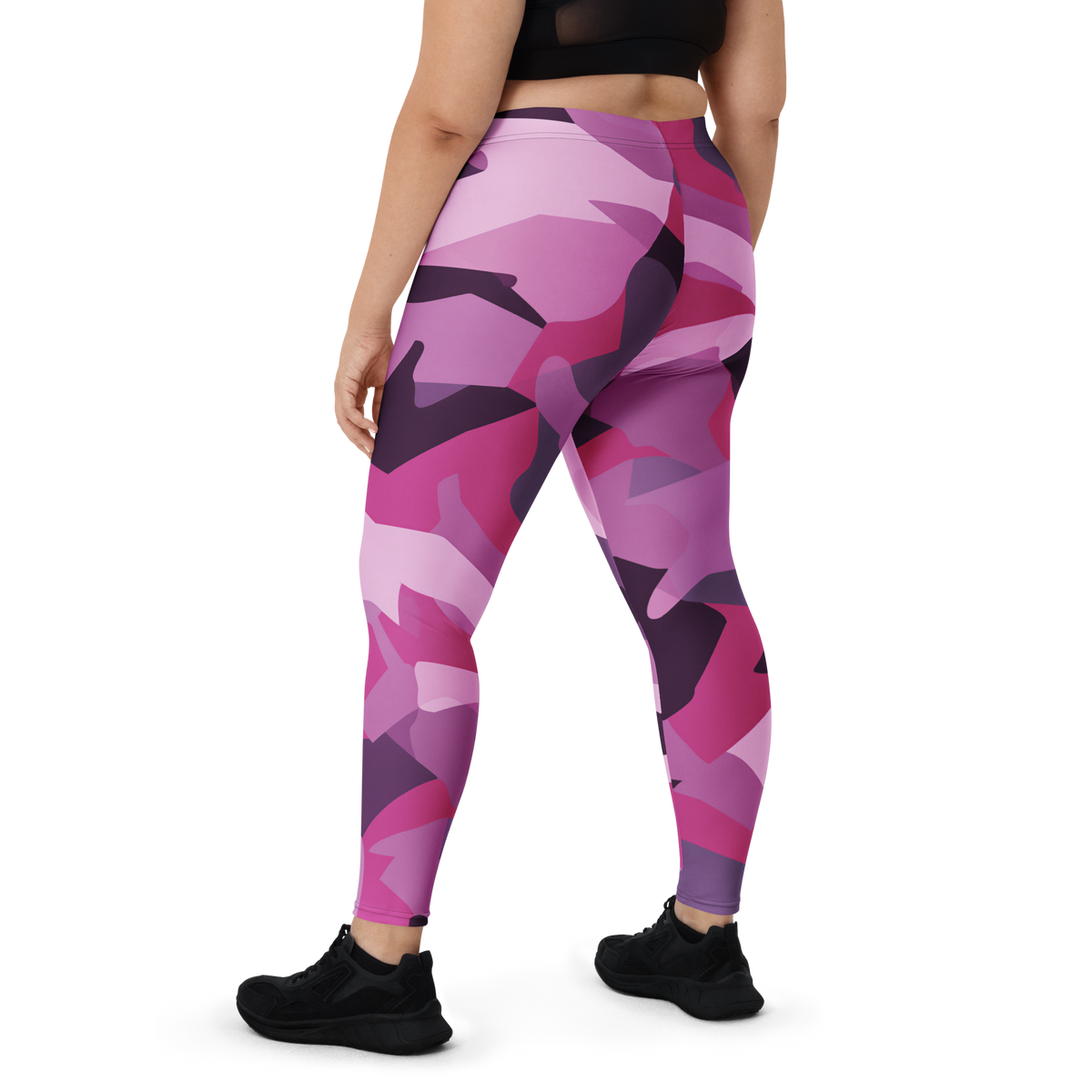 Mica Burnished Orchid camouflage mid-rise comfort leggings, oversize-fit back view.
