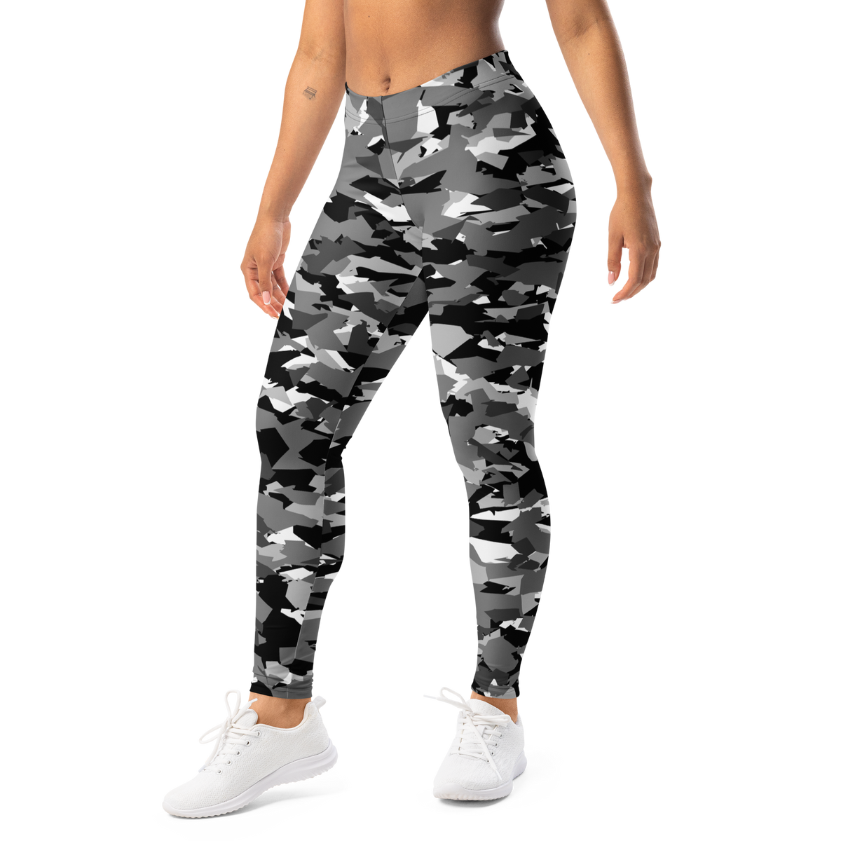 Mica Greyscale 5 comfort leggings, front view.