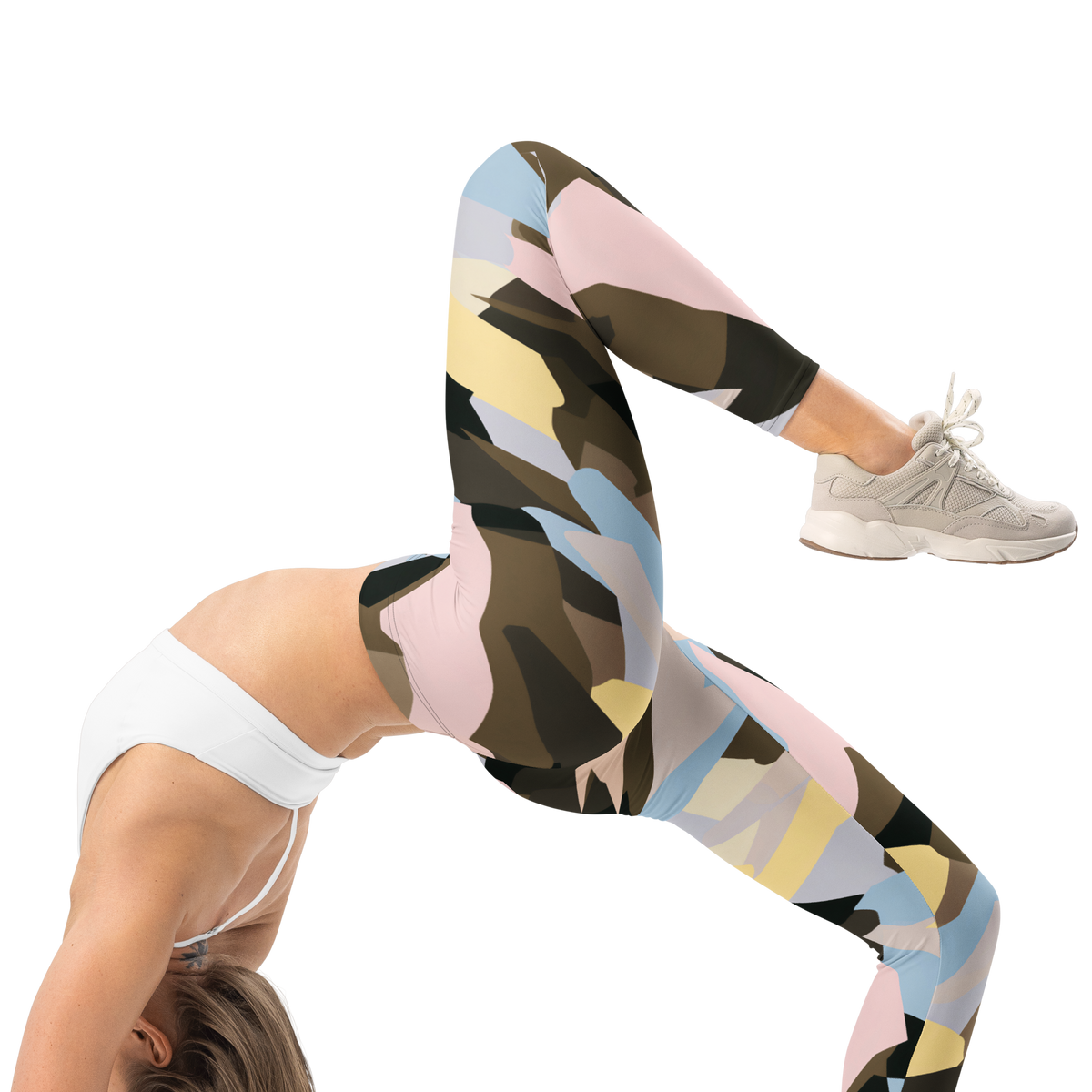 Mica Soft Current camouflage mid-rise comfort leggings, right-side view.