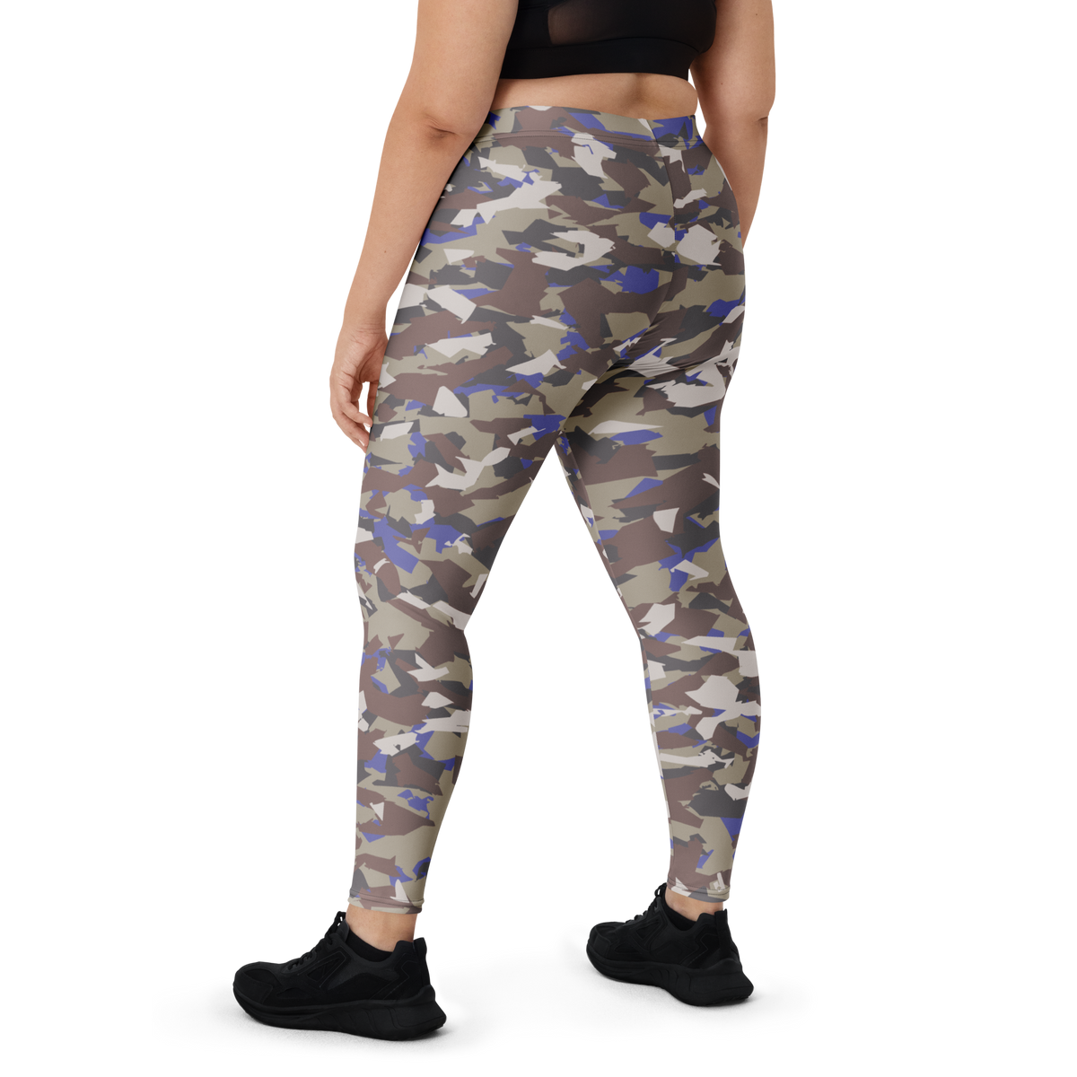 Mica Very Peri camouflage mid-rise comfort leggings, oversize-fit back view.