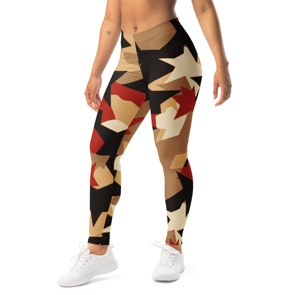 Nigma Scarfhold 1 camouflage mid-rise comfort leggings, left-front view.