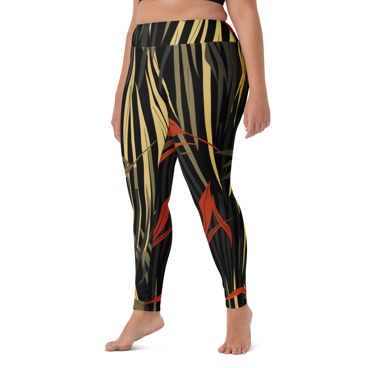 Pampa Scarfhold Palette high-waisted yoga leggings, larger-model left-front view.