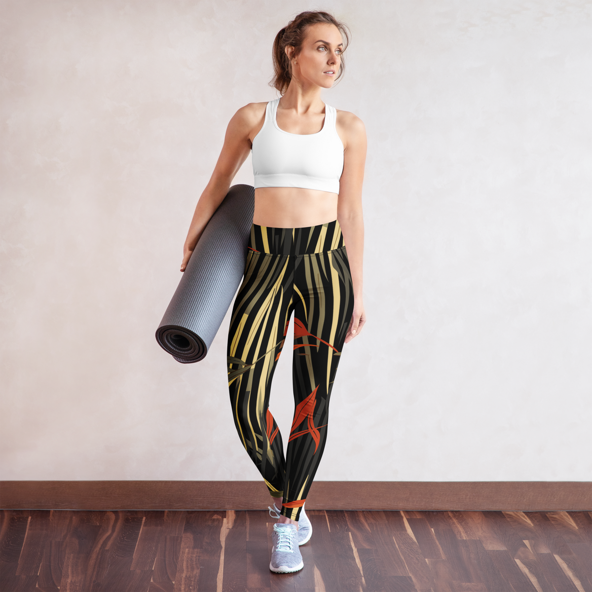Pampa Scarfhold Palette high-waisted yoga leggings, yoga lifestyle view.