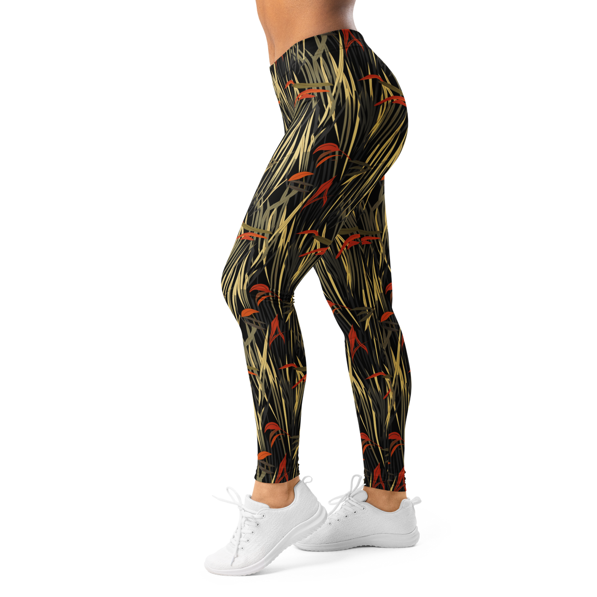 Pampa Scarfhold mid-rise comfort leggings, left-side view.