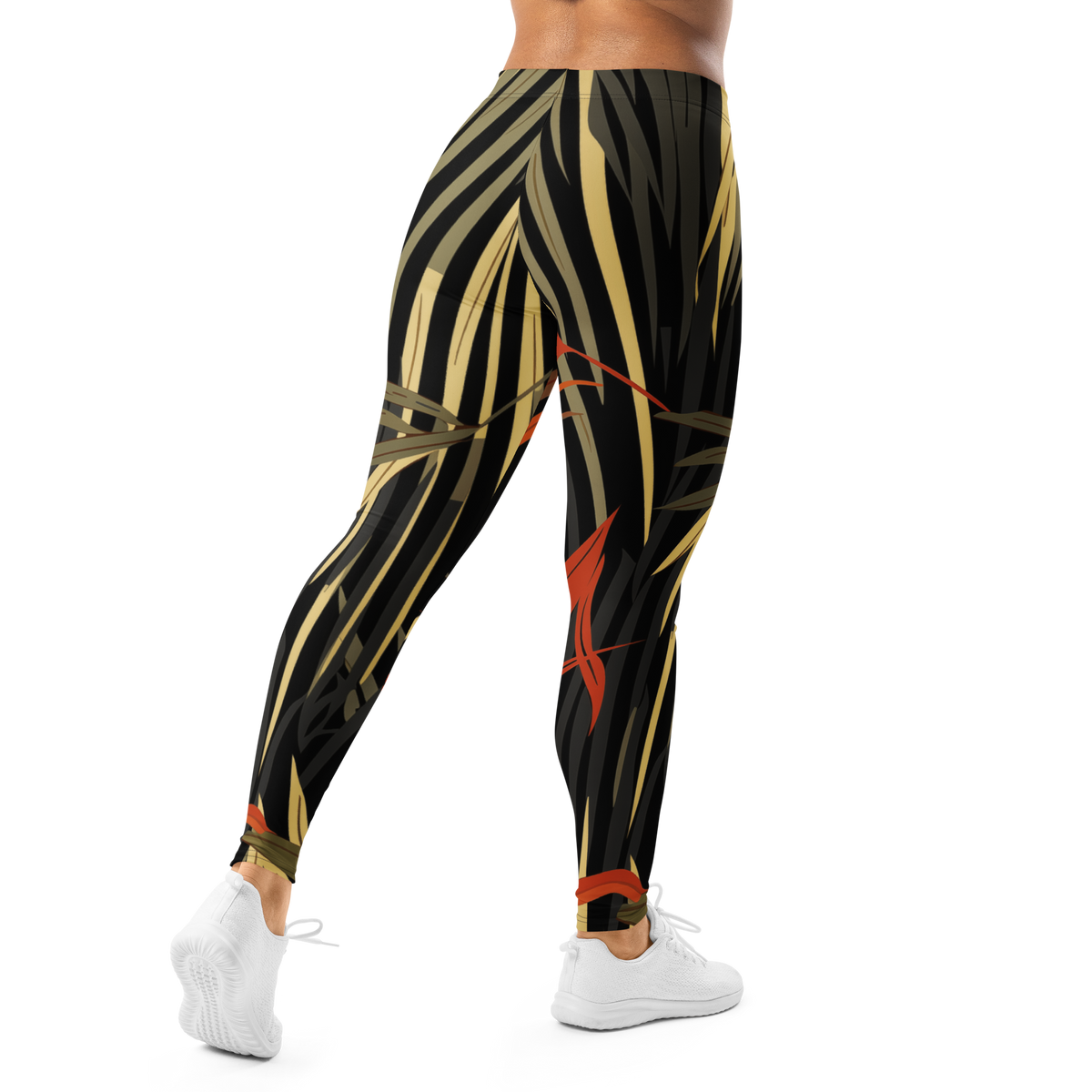 Pampa Scarfhold Large-Scale mid-rise comfort leggings, back view.