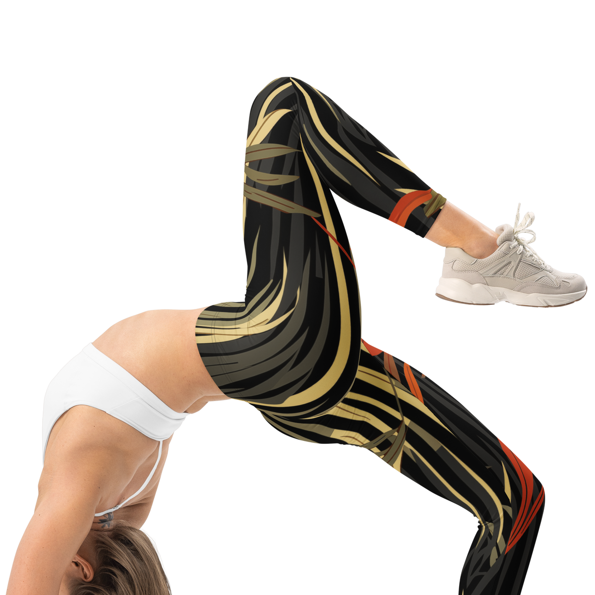 Pampa Scarfhold Large-Scale mid-rise comfort leggings, right-side view.