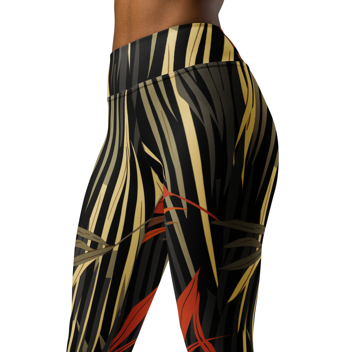 Pampa · Scarfhold Palette high-waisted yoga leggings, close three-quarter pattern view.