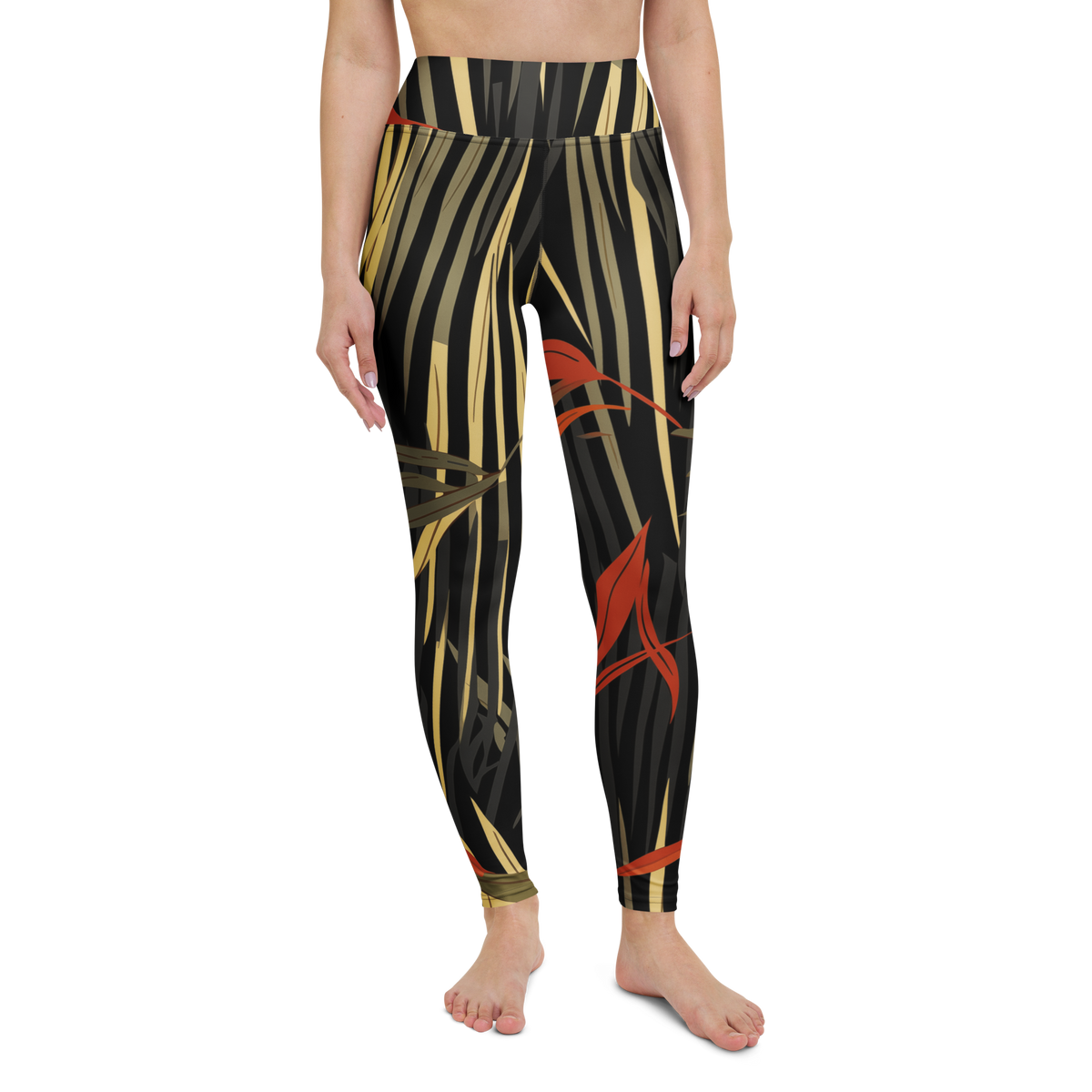 Pampa · Scarfhold Palette high-waisted yoga leggings, straight front view, barefoot.