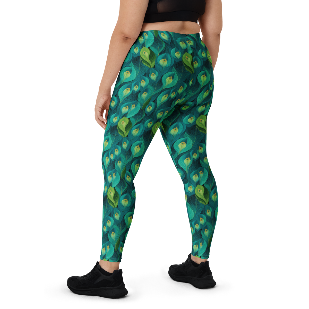 Peacoa Blue mid-rise comfort leggings, oversize-fit back view.