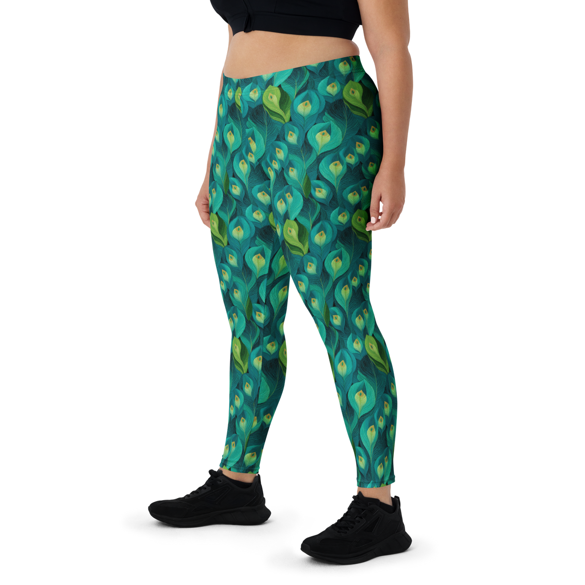 Peacoa Blue mid-rise comfort leggings, oversize-fit front view.